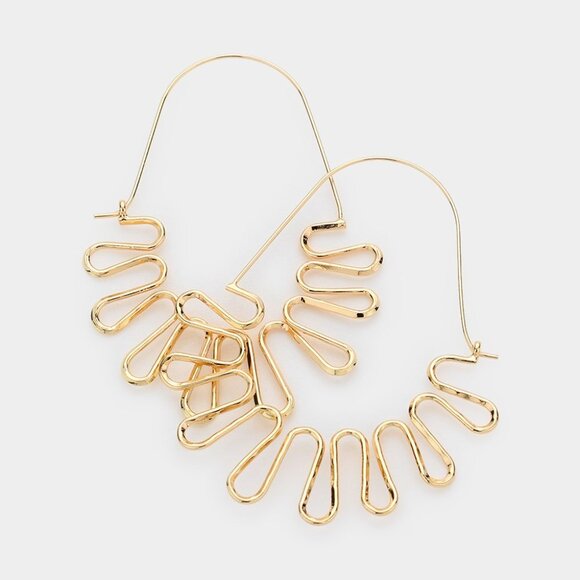 Anthropologie Jewelry - NEW Boho Golden Abstract Metal Hoop Earrings